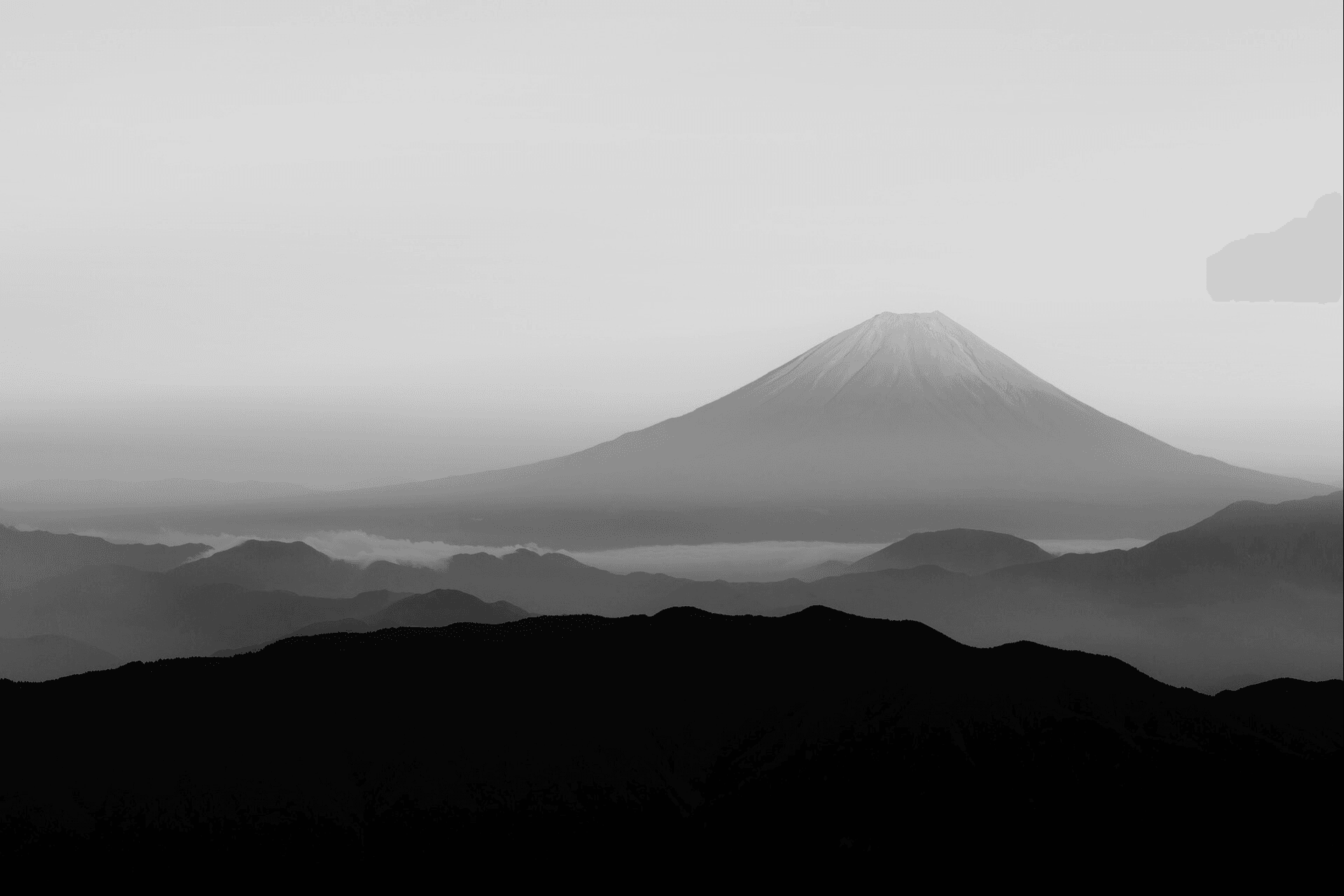 Imagem do Mt. Fuji breto e branco